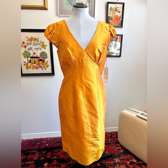 Vintage NWT Simon Chang 100% Silk Cocktail Dress 90s Y2K - Picture 13 of 15
